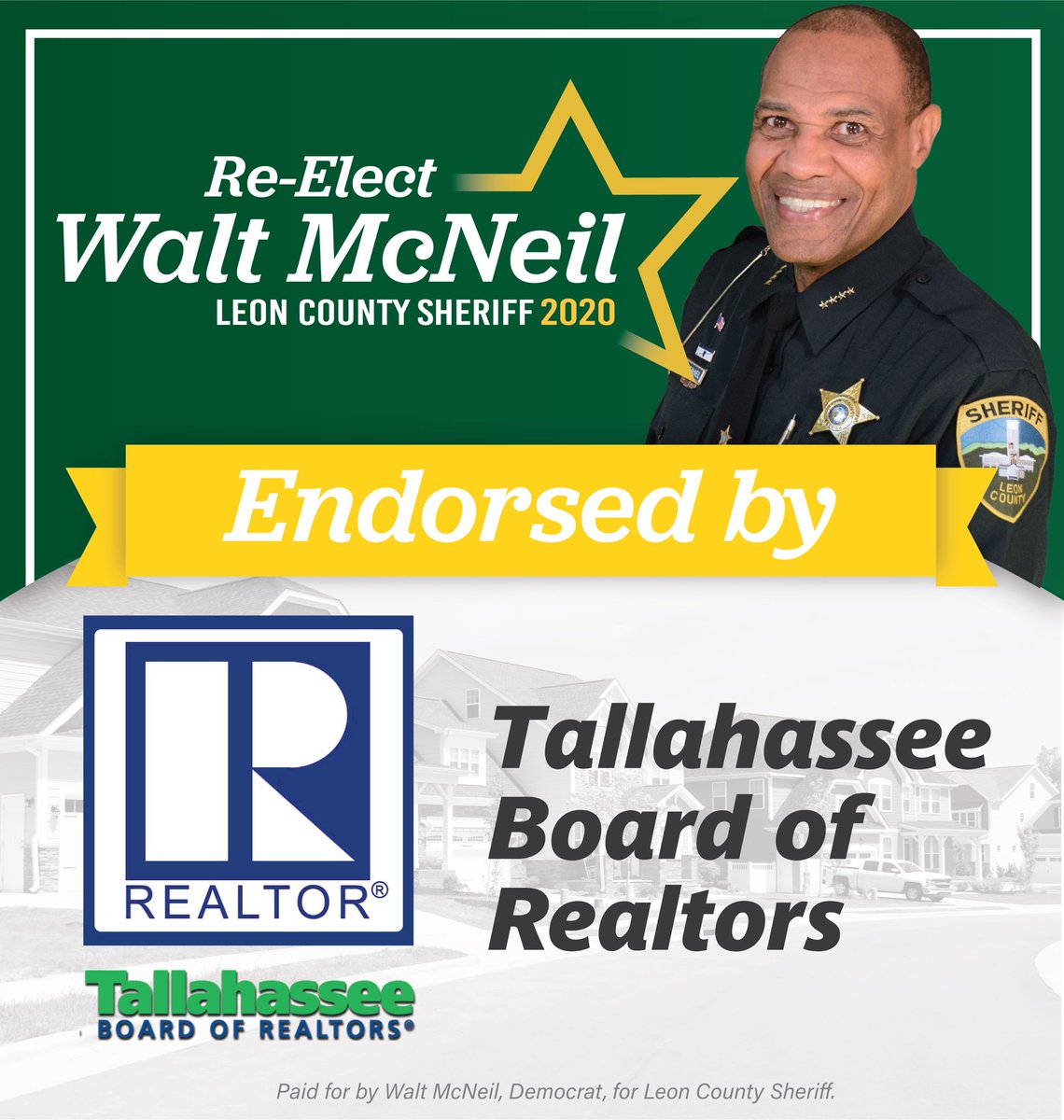 Thank you <a href="/tlhrealtors/">Tallahassee Board of REALTORS®</a> for the endorsement! Sheriff McNeil is proud to be supported by organizations across this community that are also dedicated to keeping our communities safe.

We are proud to have their support!