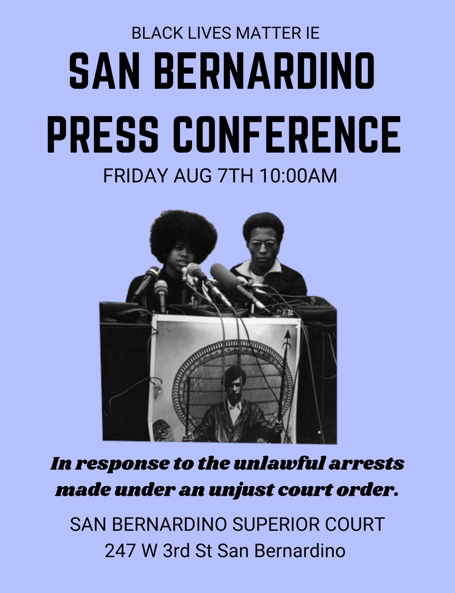 In response to the actions taken by the SB Sheriffs department and the SB Superior Court we will be holding a press conference tomorrow morning. We would like to address the unlawful arrests of community members who were gathered in support of Lawrence Bender.