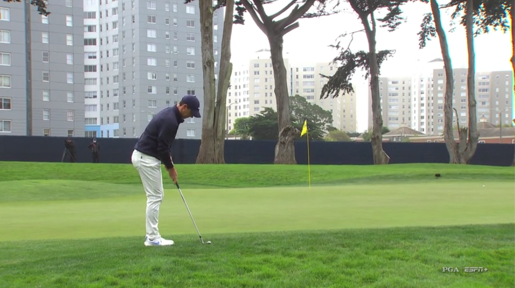 NoLayingUp's tweet photo. Love this backdrop. Lake scenery, city scenery. Harding Park has so much soul. Need more majors on public golf courses. https://t.co/VmcREjRa8e