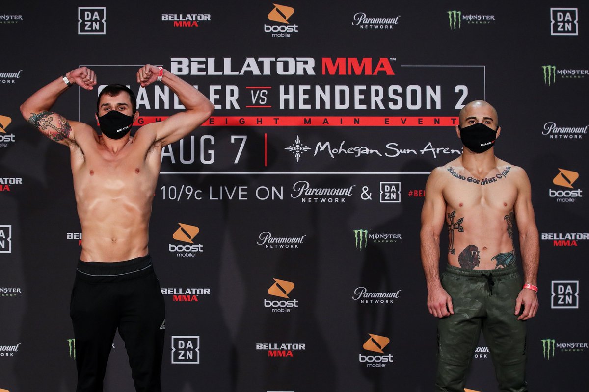 BellatorMMA's tweet photo. The #Bellator243 weigh-ins are in the 📚s.

These fighters throw down LIVE tomorrow night.

The main card kicks off at 10/9c LIVE and FREE on @ParamountNet and at 3am BST on @SkySports. https://t.co/fvGlTDi9Qg