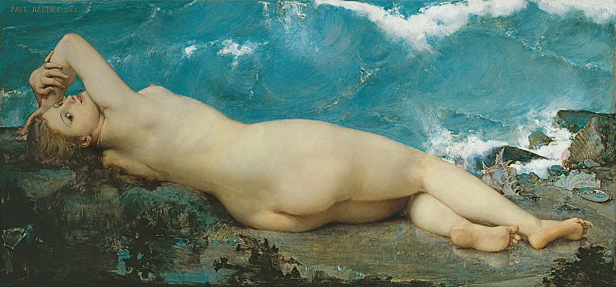 WIFTP1's tweet photo. La Perle et la vague 1862 by Paul-Jacques-Aimé Baudry

Not a lot with is one other than it was met with great praise even being called the perfect nude by Kenyon Cox. The painting was purchased by Empress consort Eugénie de Montijo for 20,000 francs.

#nude #art #MuseodelPrado https://t.co/QG5YWL6OHJ