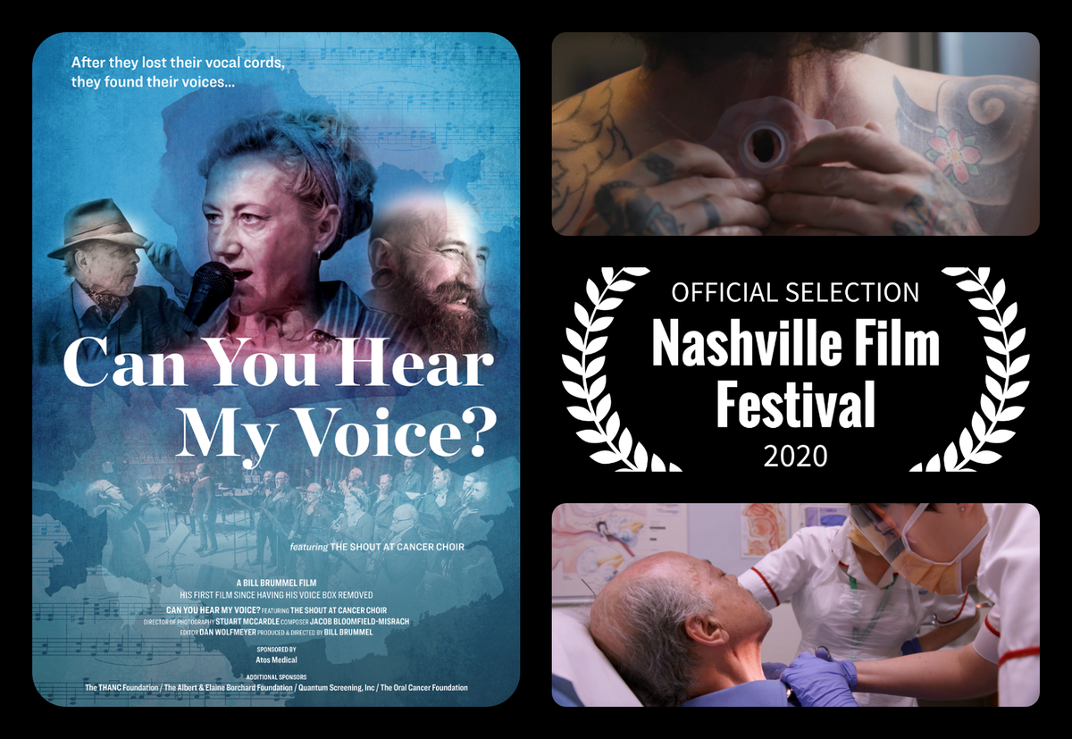 billbbp's tweet photo. Couldnโt be happier. US Festival premiere at the virtual @nashfilmfest (Music Features Competition), October 1-7. Thanks, NFF! @ShoutAtCancerUK #IDAorg #documentary #film #FilmFestival #choir #music #TV @AtosMedicalUK @thancfoudation #ocf #Nashville #laryngectomy #cancer #hnc https://t.co/EA8Yb59228