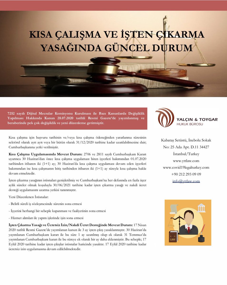 YTLawOffice's tweet photo. Yeni düzenlemeler ışığında kısa çalışma ve işten çıkarma yasağında güncel durum nedir?

Yasal değerlendirmemize aşağıdaki linkten ulaşabilirsiniz:

TR: https://t.co/GdoWwaH49q

#covid19 #coronavirus #newregulation #shorttimework #prohibitionoftermination #labourlaw #ytlaw https://t.co/iPm4KLEzX9