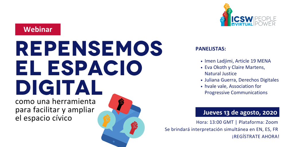 ComCambioSocial's tweet photo. Atención comunidad! Les invitamos a este webinar organizado por @CIVICUSalliance el próximo jueves 13 de agosto! 🤓💡💻 Inscripciones aquí: https://t.co/pwZVCVyQu7 https://t.co/5nj0kC0cQQ