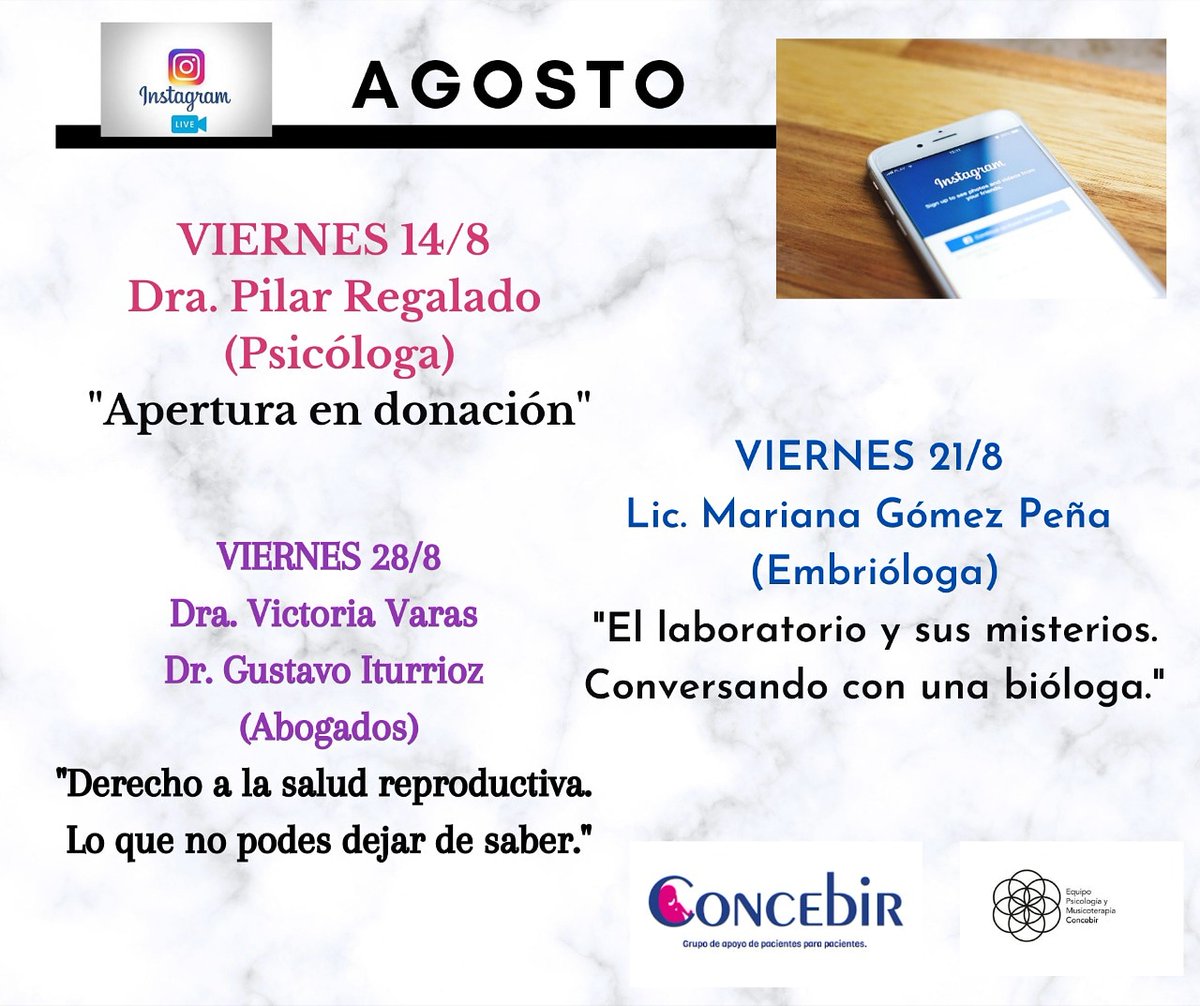 Concebir's tweet photo. Les compartimos un adelanto de los Instagram Live que tendremos este mes, en breve iremos publicando para que puedan sumarse.
@qmparta1milagro @milcastellini https://t.co/noc3Z5Ag6A