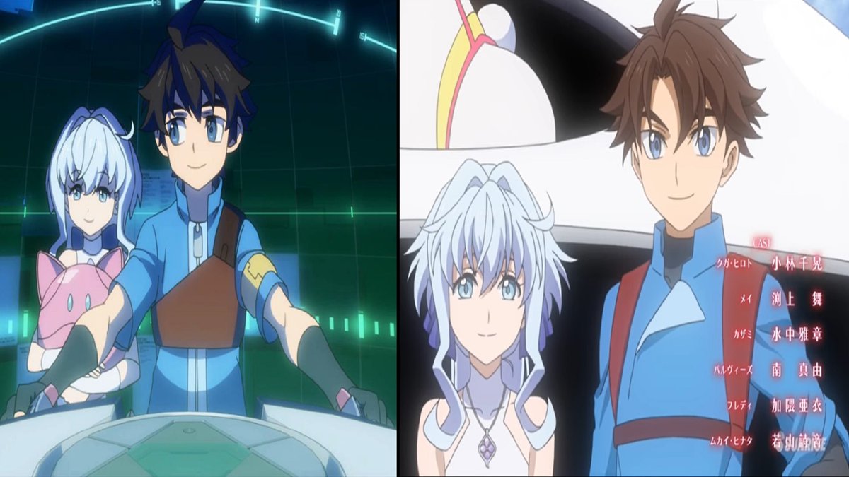 Riku & Sarah, 2 years later. Gundam Build Divers (left) & Gundam