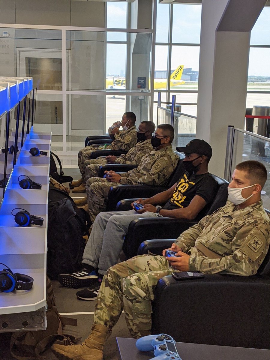 DFW Airport (@dfwairport) on Twitter photo We'd hate to be the <a href="/CallofDuty/">Call of Duty</a> team facing off against these guys... 😬
<a href="/AirportGameway/">Gameway: Video Game Lounges</a> locations in Terminals B & E are clean, open, and ready for you. We'd hate to be the <a href="/CallofDuty/">Call of Duty</a> team facing off against these guys... 😬
<a href="/AirportGameway/">Gameway: Video Game Lounges</a> locations in Terminals B & E are clean, open, and ready for you.