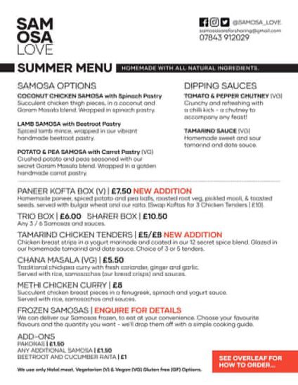 samosa_love's tweet photo. 👉🏾 See the menu for the new additions! https://t.co/Ao0BOvDxNX