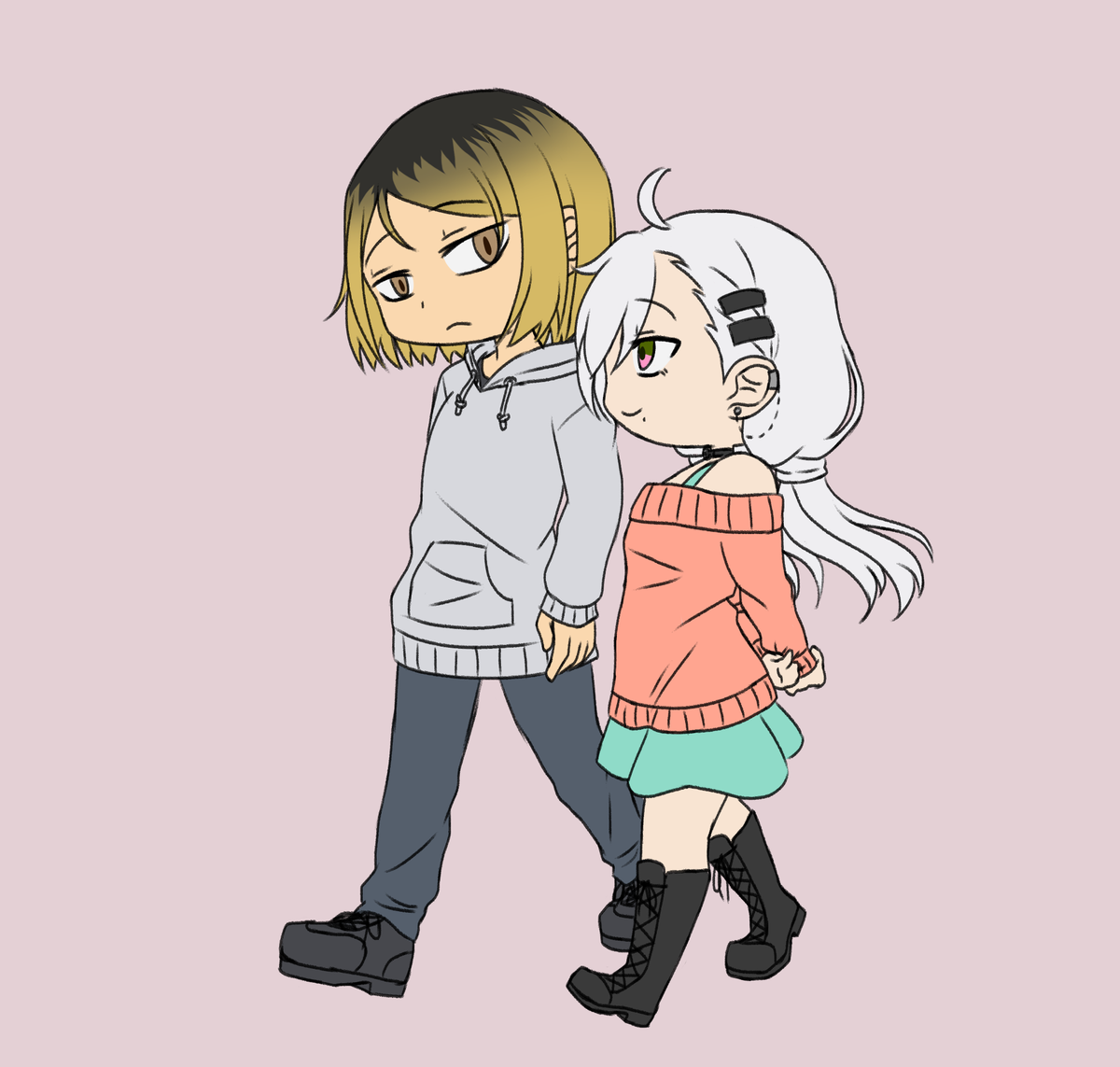 KamiSamasPastel's tweet photo. Here’s some more bases I drew on, but instead it’s with a #haikyuuOC I haven’t talked or even posted about before, how exciting lol. Yes, it's a #KenmaXOC ship. https://t.co/e2YIz73746