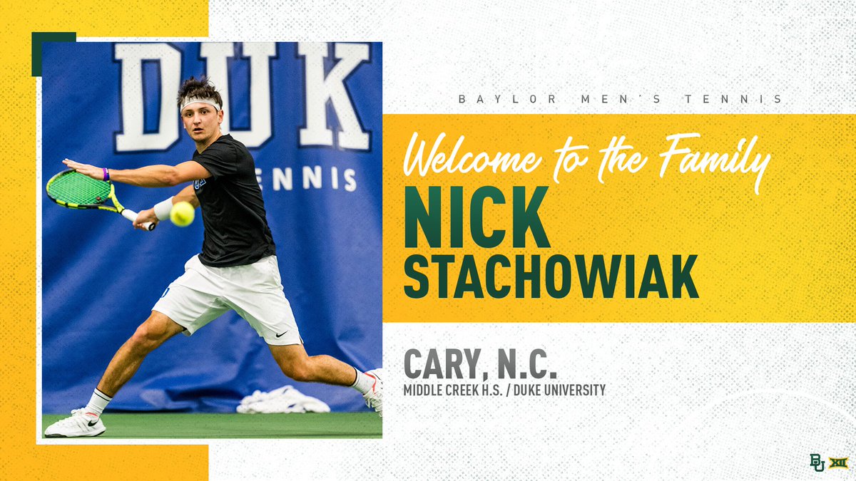 BaylorMTennis's tweet photo. "He brings a passion and competitiveness that will fit in perfectly with the culture we are cultivating here at Baylor..." 😤💪

We're so excited to have Nick Stachowiak joining the Baylor family! #SicEm 

>> https://t.co/4S8f3KYi6W https://t.co/cJbcxLFvrM