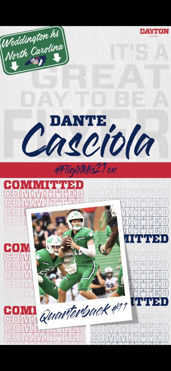 CasciolaDante's tweet photo. 100% COMMITTED! #GoFlyers✈️ #FlightMis21on🔴🔵 @DaytonFootball @Coach_TO @JimCollins_FB @AdamMSzilagyi https://t.co/TiUn2h8oZO