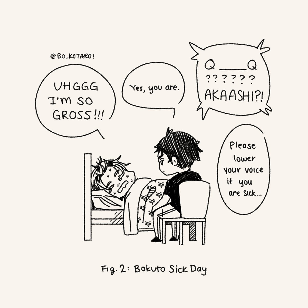 #BOKUAKAWEEK DAY 7 I WISH AKAASHI COULD BE A LITTLE LESS BLUNT DURING MY DAYS OF SUFFERING!! LOOK!! I AM ALWAYS SO NICE TO HIM :C 