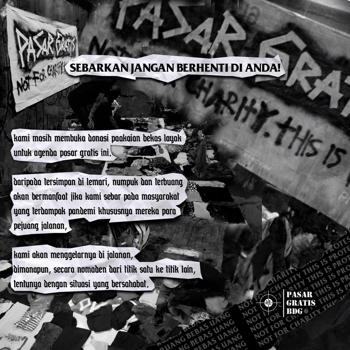 PasargratisBdg's tweet photo. #pasargratis
#NOTFORCHARITYTHISISPROTEST
#bandung https://t.co/6WTLSmhHbV