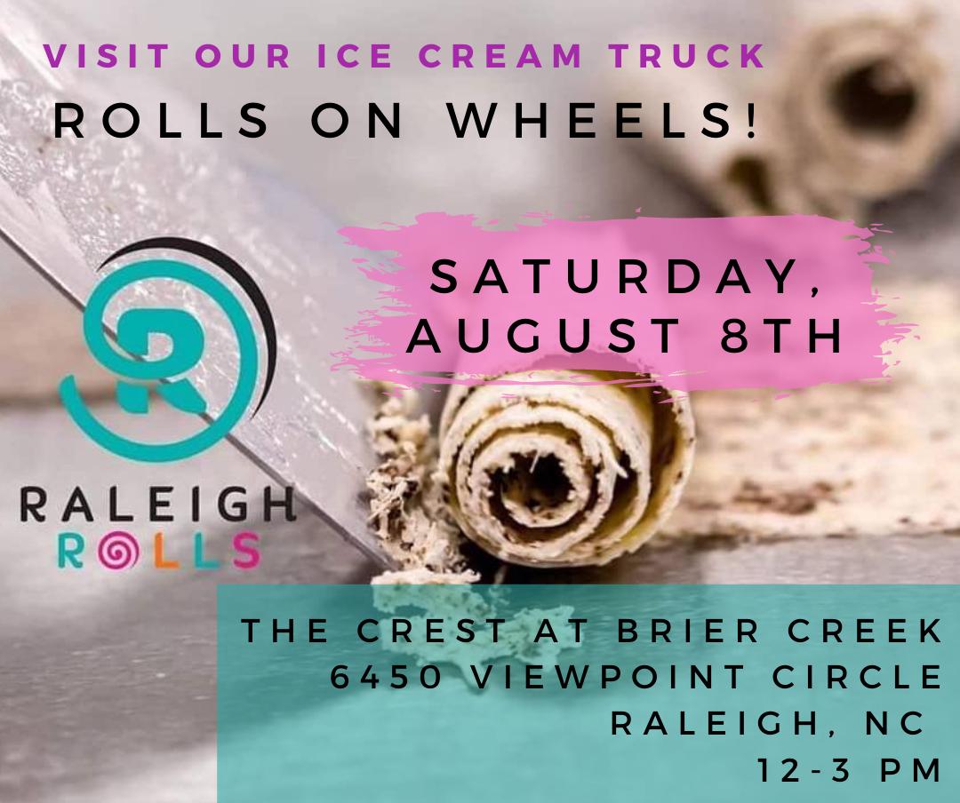 RaleighRolls's tweet photo. Visit #RollsOnWheels this Saturday at The Crest at Brier Creek Apartments in #RaleighNC! We'll be serving up our hand rolled ice cream from 12 - 3 pm. 😋
ICYMI- We're BACK at our kiosk in @MorganStFoodhll!
#RaleighRolls #RaleighFoodTrucks https://t.co/CNyJo3gFgd