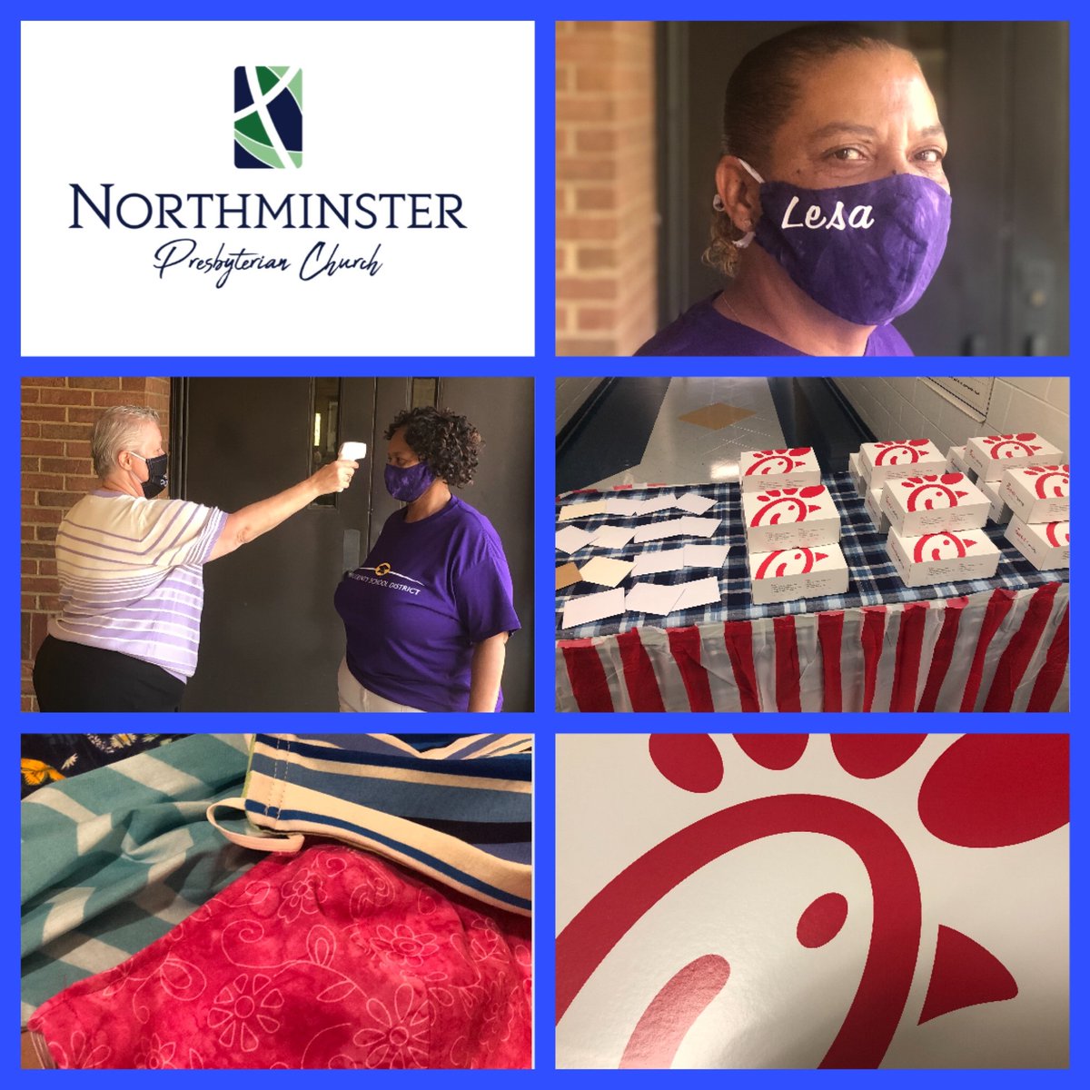 sarahmayberry01's tweet photo. Grateful and thankful for the partnership that Rosa Taylor has with Northminster Presbyterian Church. 👏🐯They made masks for our staff, provided us with a box lunch, and shared uplifting cards of encouragement and hope. Thank you!!! 🙌#roaringwithgreatness https://t.co/jotxPiUWTk