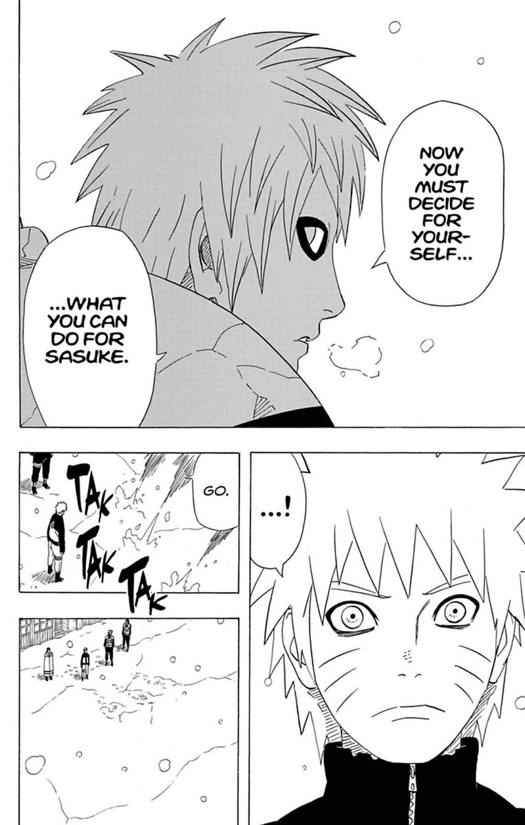 Naruto had a panic attack because EVERYONE was against Sasuke & aiming to kill him.Sai told him that’s what Sakura was going to do, as well as the rest of his classmates. Gaara came himself to say he will show no mercy & that Naruto himself should ACT if he wants to be Hokage.