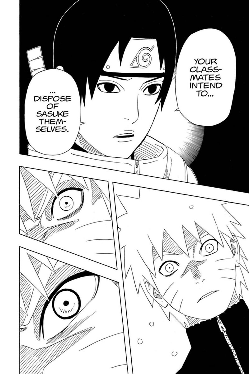 Naruto had a panic attack because EVERYONE was against Sasuke & aiming to kill him.Sai told him that’s what Sakura was going to do, as well as the rest of his classmates. Gaara came himself to say he will show no mercy & that Naruto himself should ACT if he wants to be Hokage.