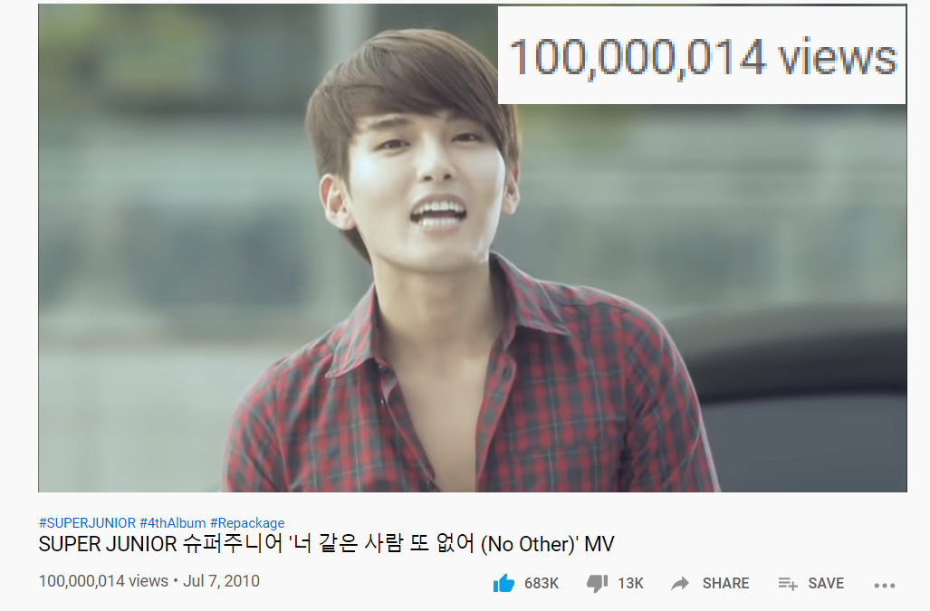 Congratulations to all the ELF who streamed so hard to help "No Other" reach 100 million views!

<a href="/SJofficial/">SUPER JUNIOR</a> #NoOther100MViews #SUPERJUNIOR