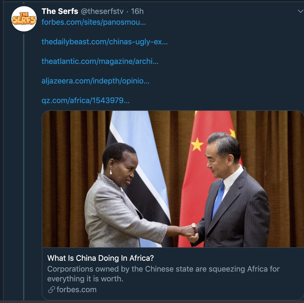 I am really not trying to embarrass  @theserfstv here. But, yesterday, when I asked them about a citation on Chinese imperialism, this was one of the articles they cited. The problem is that they didn't even bother doing any critical reading and/or fact-checking on their own.