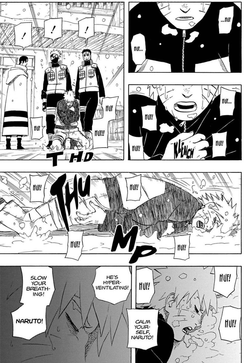 You can see it in his face. He is SHOCKED & WORRIED. Everyone established that they would make a move. Gaara even mentioned his status as Kazekage & Naruto’s goal to become Hokage. Naruto wouldn’t abandon Sasuke, but everyone was getting to his head. He couldn’t handle it.