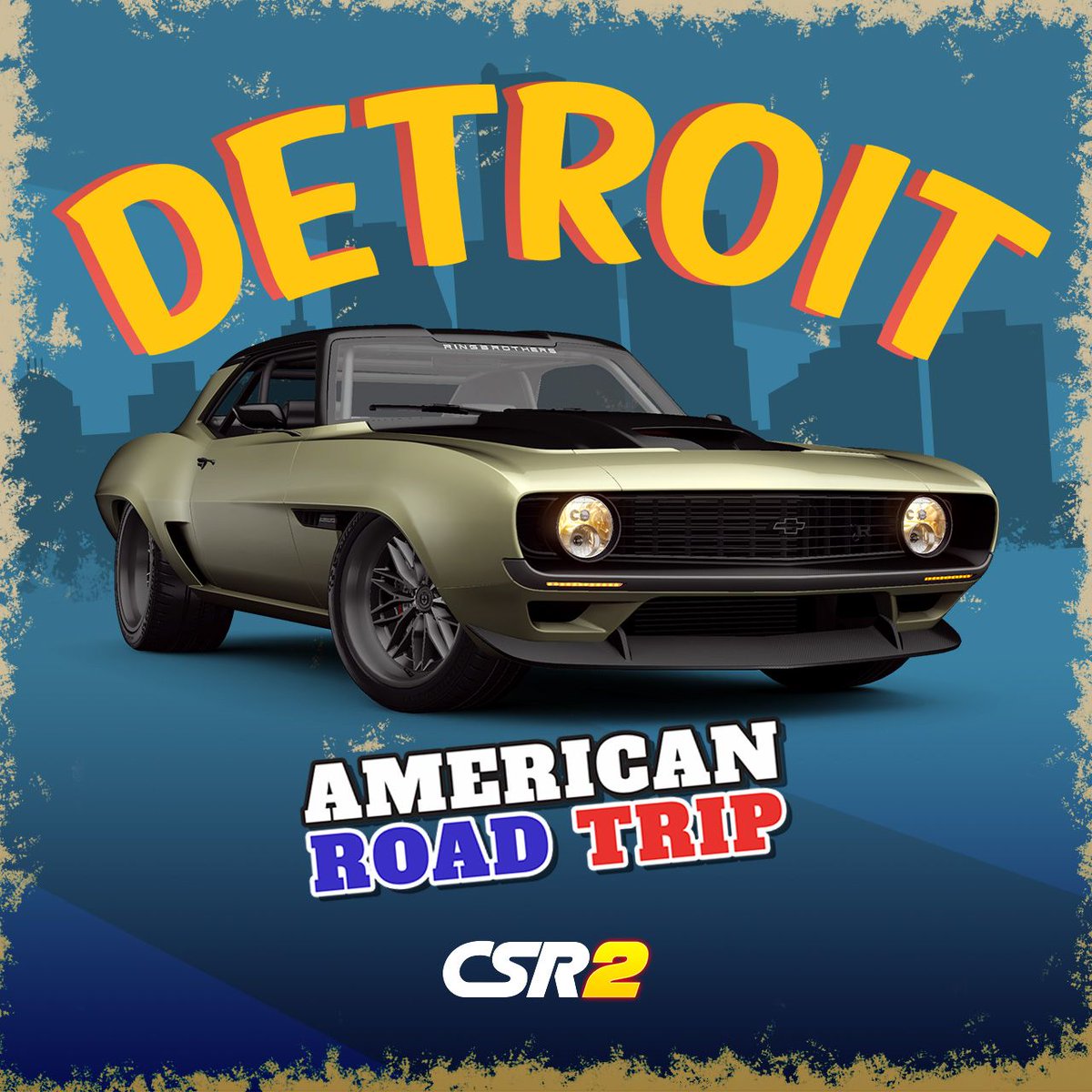 CSRRacing's tweet image. The CSR2 American Road Trip is arriving in Detroit and now is your chance to get your hands on the incredible Ringbrothers Chevrolet Camaro “Valkyrja”. Own the streets in style and beat everyone else to the line in this all-American beauty! #CSR2AmericanRoadTrip