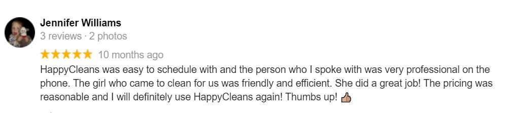 We love cleaning regularly for Jennifer :)

You can visit our website happycleans.com to book in and we have discounts for weekly, biweekly, and monthly services :)