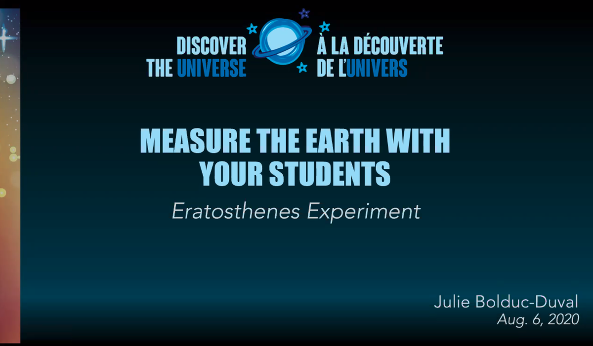 westernuSpace's tweet photo. Educators attending #SpaceEd20 are getting a glimpse of a project which promotes ingenuity to accurately measure the #Earth 🌎, just like Eratosthenes did 2000 years ago, with @DU_astronomy's @jbolducduval! https://t.co/ifZx6MGXUI
