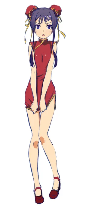前を隠そうとするあまりスリットのほうが開きまくるチャイナ最上ちゃん 