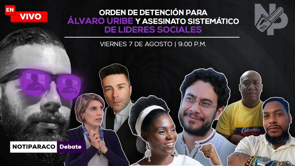 LUISEROLAVE's tweet photo. ¡Se prendió esto! 
Mañana en Notiparaco gran panel de resistencia y poder invitado al programa del compa @LevyRincon estaré con @FranciaMarquezM @PalaciosLeyner @SaraTufanoZ @AUGUSTOOCAMPO @IvanCepedaCast.
Hablaremos de:
ORDEN DE DETENCIÓN A URIBE Y
ASESINATO A LÍDERES SOCIALES. https://t.co/xWx20o7xzH