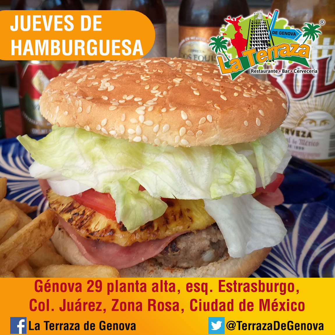 Los #Jueves en la #TerrazaDGénova son jueves de #Hamburguesa en nuestro #PlatoDelDía que es parte del #MenúEjecutivo, ven ¡No te lo puedes perder!
