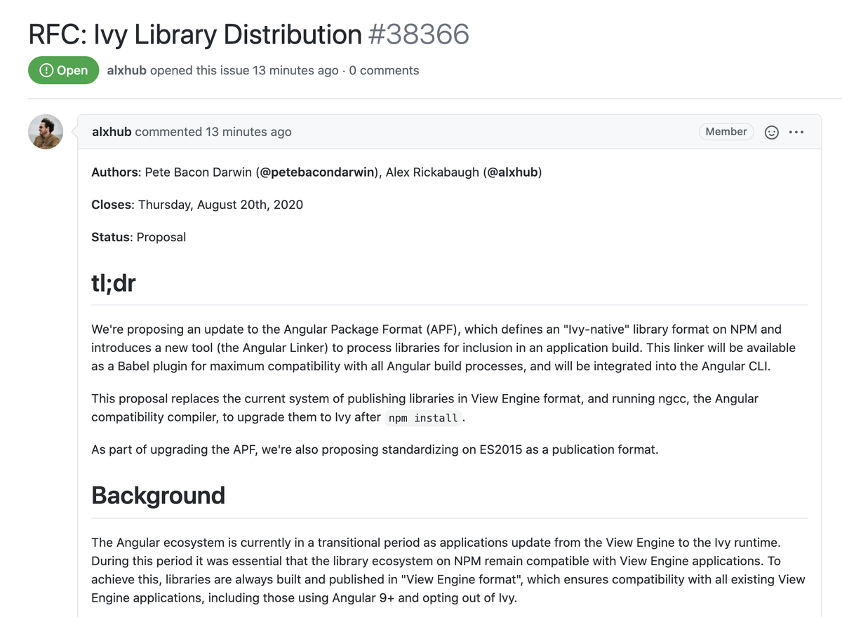 angular's tweet photo. We're working on a plan for Ivy library distribution and we'd love to hear your thoughts about it!

https://t.co/6vMHFQuc4E https://t.co/SWr6brTipc