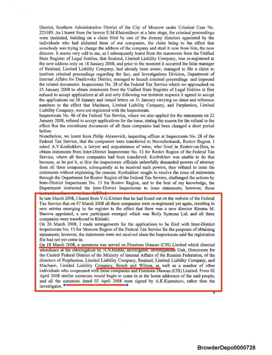  #Lie 4:MAGNITSKY DID NOT INVESTIGATE ANY TAX FRAUD, HE ONLY BECAME AWARE AFTER THE CASE AGAINST HERMITAGE BECAME PUBLIC ON 4 APRIL 2008, WAS INSTRUCTED FROM LONDON WHICH CAUSED HIM TO INCRIMINATE HIMSELF OVER DUPLICATE COMPANY SEALS, NO ACCUSATION OF POLICE