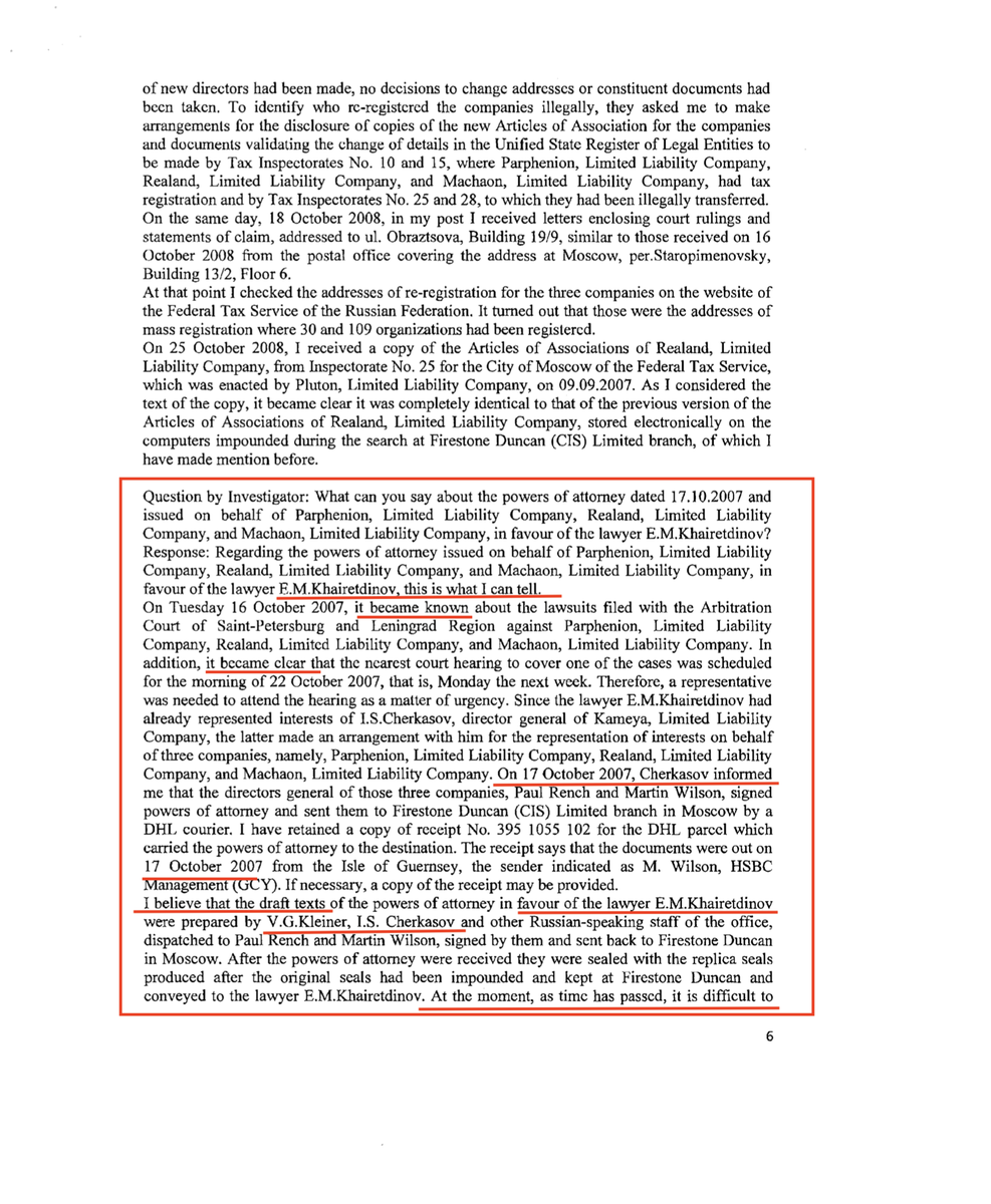  #Lie 4:MAGNITSKY DID NOT INVESTIGATE ANY TAX FRAUD, HE ONLY BECAME AWARE AFTER THE CASE AGAINST HERMITAGE BECAME PUBLIC ON 4 APRIL 2008, WAS INSTRUCTED FROM LONDON WHICH CAUSED HIM TO INCRIMINATE HIMSELF OVER DUPLICATE COMPANY SEALS, NO ACCUSATION OF POLICE