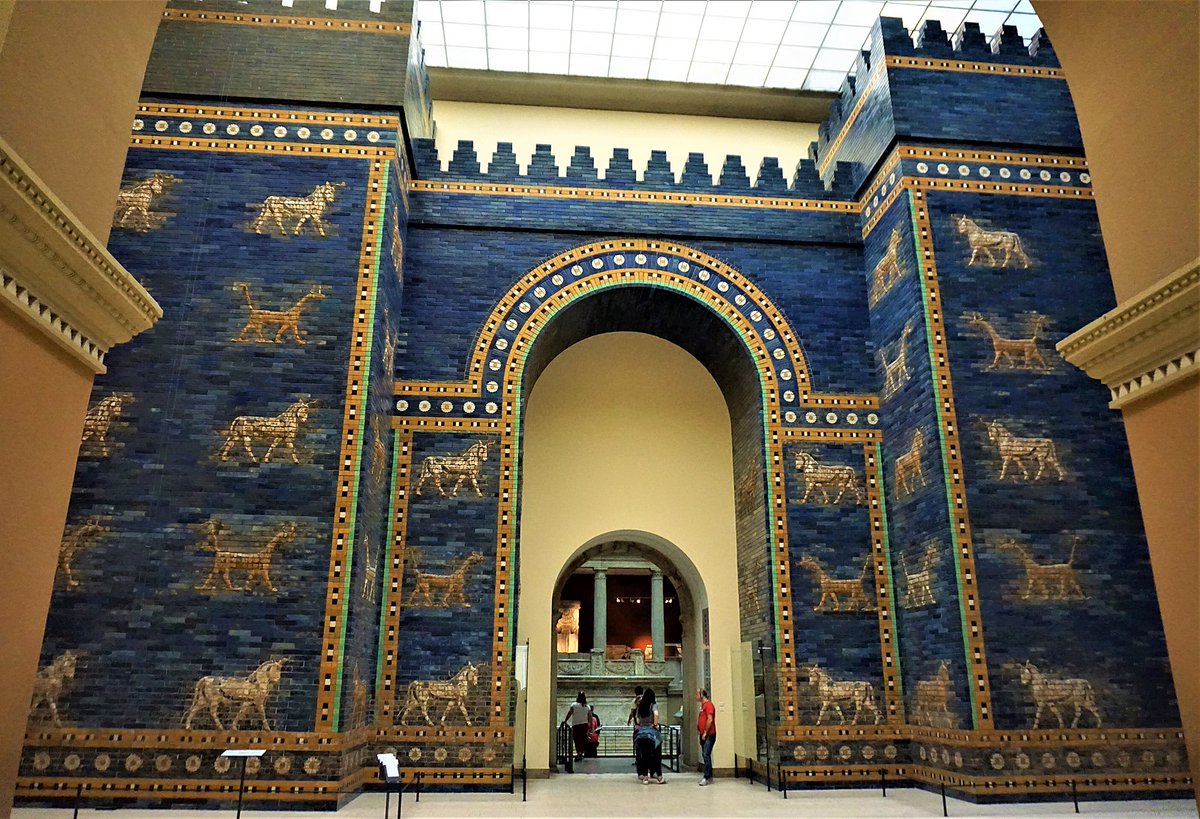 a reconstruction of the Ishtar Gate of Babylon, now in the Pergamon, Berlin