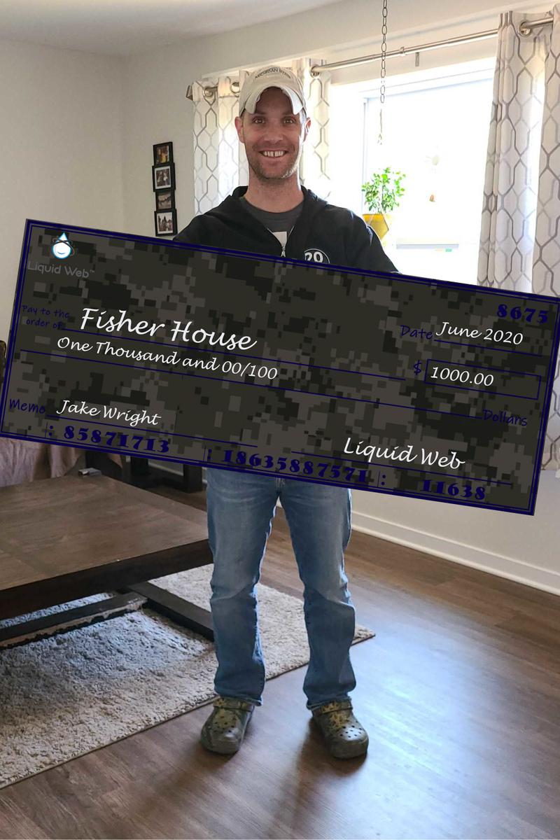LiquidWeb's tweet photo. Congratulations to our June Dewy Award winner, Jake Wright! As part of his award, Liquid Web made a donation to Fisher House in Jake's honor. We're grateful to have this super #HelpfulHuman on our team! https://t.co/IChbqPfp68