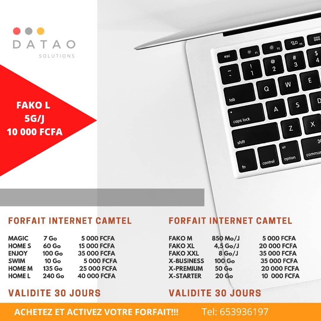Datao Solutions vous présente les forfaits internet disponibles chez Camtel.

Achetez et Activez votre forfait.

📞 653936197

#DataoSolutions
#Camtel
#Dishco
#DigitalShareContents