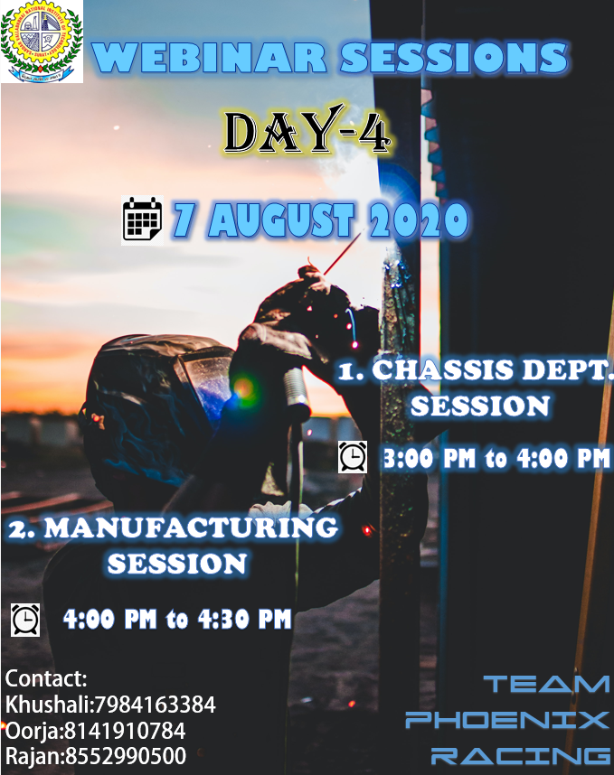 Phoenixrcng_SAE's tweet photo. Once again, we are back with our next day of webinars covering the topics, 
1.Chassis Department
2.Manufacturing Processes
Hope you guys enjoying our sessions and will take part with more enthusiasm. See you guys tomorrow in #Webinars.
#Chassis #Manufacturing #FormulaBharat #GKDC https://t.co/pFtPosDEzX