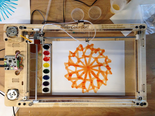 TinkeringStudio's tweet photo. There are many ways to make your digital drawing physical
Here is a #WatercolorBot from @EMSL and a #TurtleArt painting it produced https://t.co/YF70xytirz