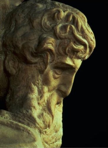 Michelangelo, the most famous Renaissance sculptor, depicted his love for Tommaso dei Cavalieri in his Genius of Victory (1532-4). The young muse stands with his foot on the artist’s head. Amor Vincit Omnia?