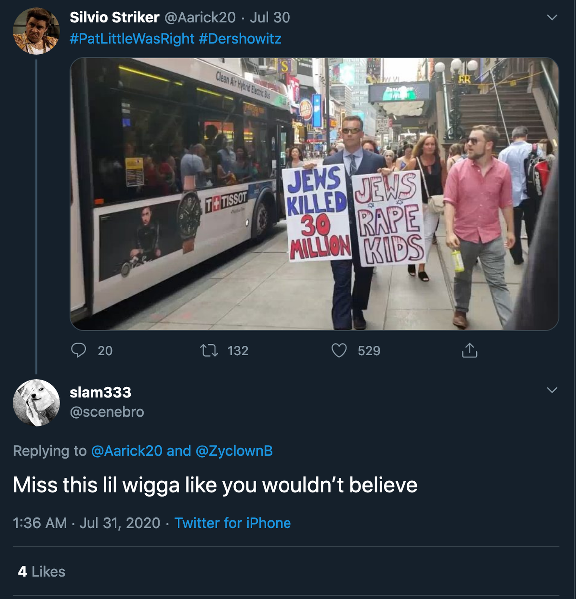 How much you wanna bet he's talking about the rabidly anti-Semitic racist and failed politician Pat Little?