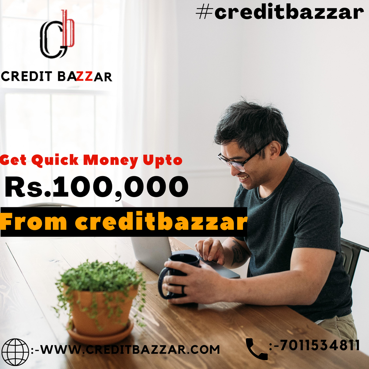 creditbazzar's tweet photo. Get quick money upto Rs.1 lac from creditbazzar.
.
.
.
.
 #loans #easycash #money #business #finance #credit #cash #investment #financialmarket #cash #finance #financialservices  #money #delhi #quickloans #paydayloans #instantcredit #shorttermloans #quickcash #india #salary https://t.co/mqFPVRYAro