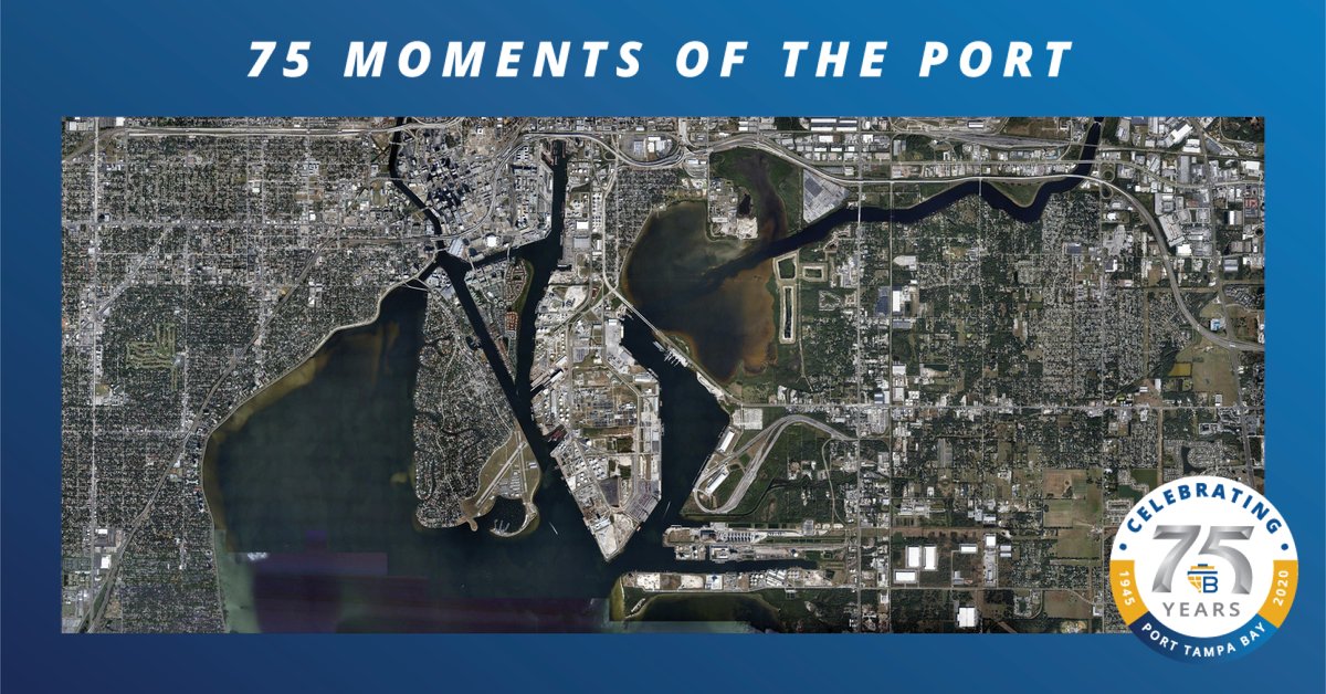 PortTampaBay's tweet photo. PTB celebrates 75 moments in our history, including this one:
1970 – The Port secures federal authorization to deepen the main shipping channel to 43-feet deep. This helped to pave the way for larger ships to bring important goods in and out of the area. #TBT #75YearsofPortTB https://t.co/z5mfb4GS8U