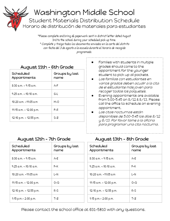 #BeMighty crew- please review the schedule for you to pick up your learning materials for the first quarter. We can't wait to start this new year of learning with you all. #teambcsd