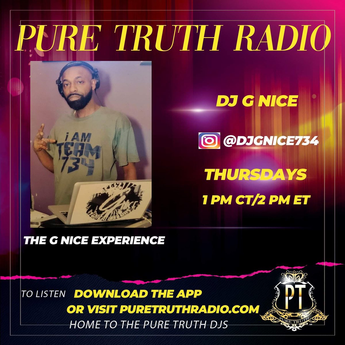 Catch Pure Truth  DJ G Nice every Thursday on Pure Truth Radio #music #dj #radio #digitalmedia #webreakrecords #wethehottest #marketing #promo #branding #detroit #dj #art #artists #hiphop #rnb #wethehottest