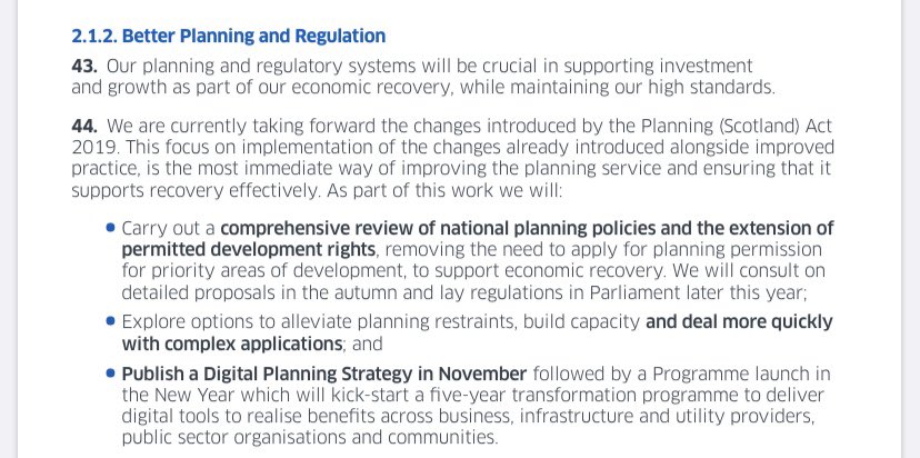 One final thing: while this only applies in England, the Scottish Government’s ‘Economic Recovery Implementation Plan’, published yesterday, includes some worrying text about relaxing planning “constraints”I really hope they don’t go down the same path  https://www.gov.scot/binaries/content/documents/govscot/publications/strategy-plan/2020/08/blueprint-scotlands-wellbeing-economy/documents/economic-recovery-implementation-plan-scottish-governments-response-advisory-group-economic-recovery/economic-recovery-implementation-plan-scottish-governments-response-advisory-group-economic-recovery/govscot%3Adocument/economic-recovery-implementation-plan-scottish-governments-response-advisory-group-economic-recovery.pdf