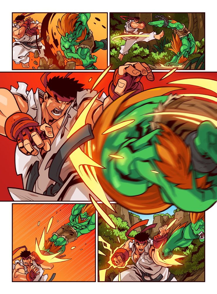 So many Street Fighter moves in the script! Was definitely fun to work on. Page was done for @udonent's Street Fighter Unlimited comics. #udonent #edwinhuang #streetfighter 