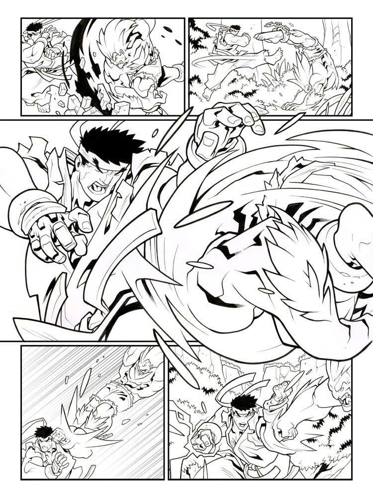 So many Street Fighter moves in the script! Was definitely fun to work on. Page was done for @udonent's Street Fighter Unlimited comics. #udonent #edwinhuang #streetfighter 