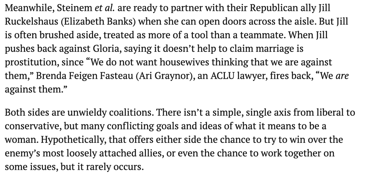 As I wrote @aminterest, the show was at its best showing the strains in both the pro- and anti-ERA movements. Women aren't a monolith—race, class, religion all complicate what's counts as 'women's issues.' Don't dismiss those questions as a catfight 2/2 bit.ly/3iQxzCd