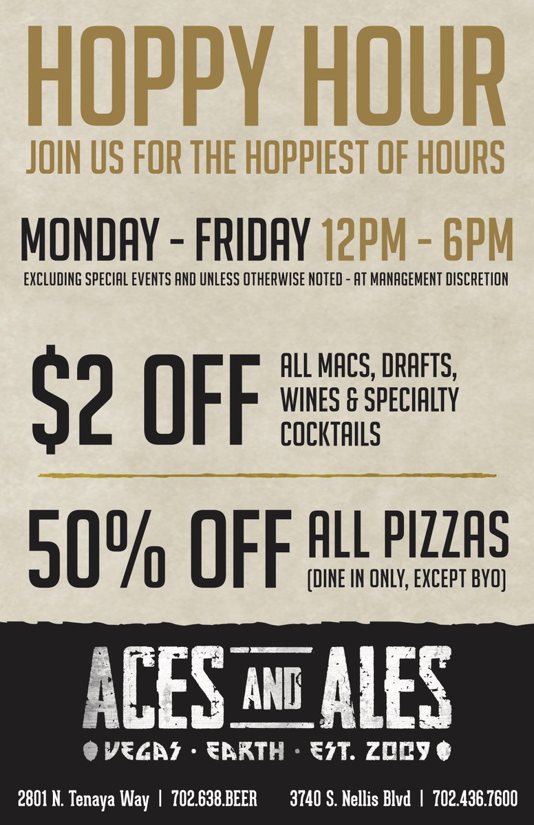 ACESANDALES's tweet photo. #HoppyThursday ~ We've got the games &amp; we've got the beer!! #HoppyHour all afternoon @acesandales @acesandalestena 🤘#VegasStrong #vegasstronger❤️ https://t.co/1iWfBpyHQB