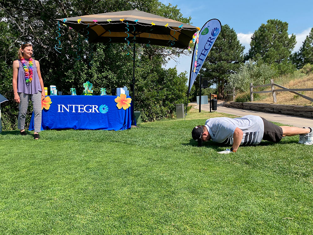 "Repercussions" was the word of the day at Hole #1, #integro for the 20th Annual Scramble for Sight golf tournament at #arrowheadgolfcourse in beautiful Colorado! It's all fun and games until you miss that chip shot. Thanks to all who helped support #foundationfightingblindness!